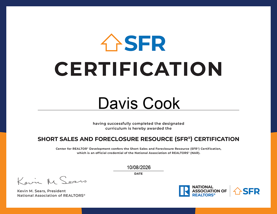Short Sales and Foreclosure Resource SFR certification, National Association of REALTORS